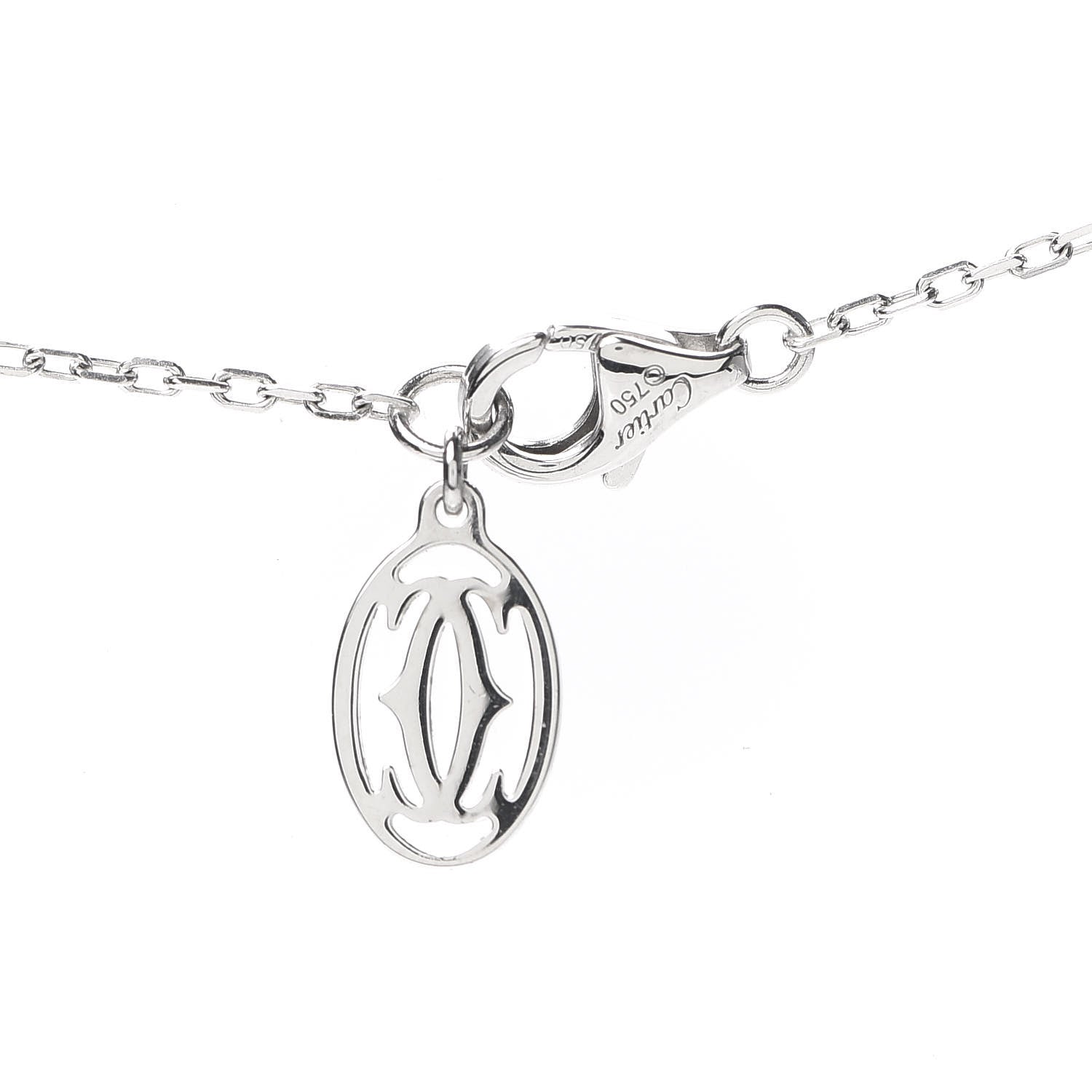Cartier 18K White Gold Diamond Legers 3 Heart Motif Necklace 4 of 5