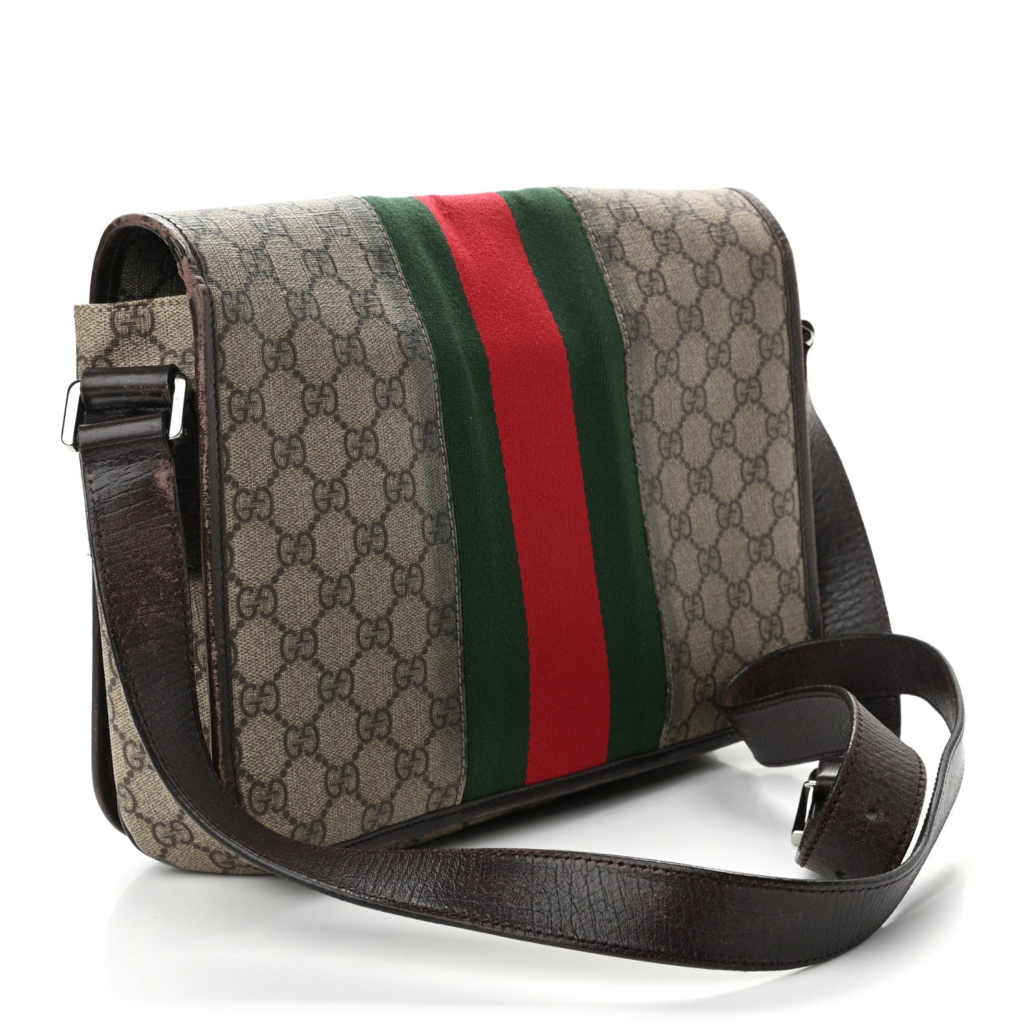 Gucci GG Plus Monogram Web Large Flap Messenger Beige Dark Brown 2 of 10