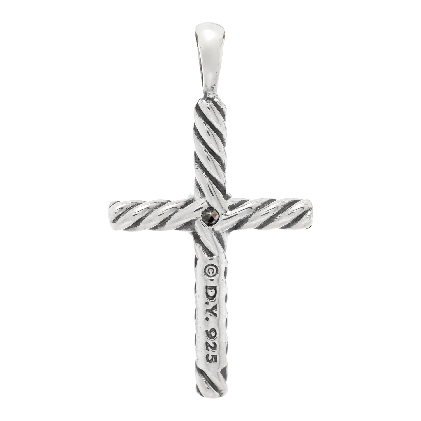 Sterling Silver Diamond Cable Classics Cross Pendant