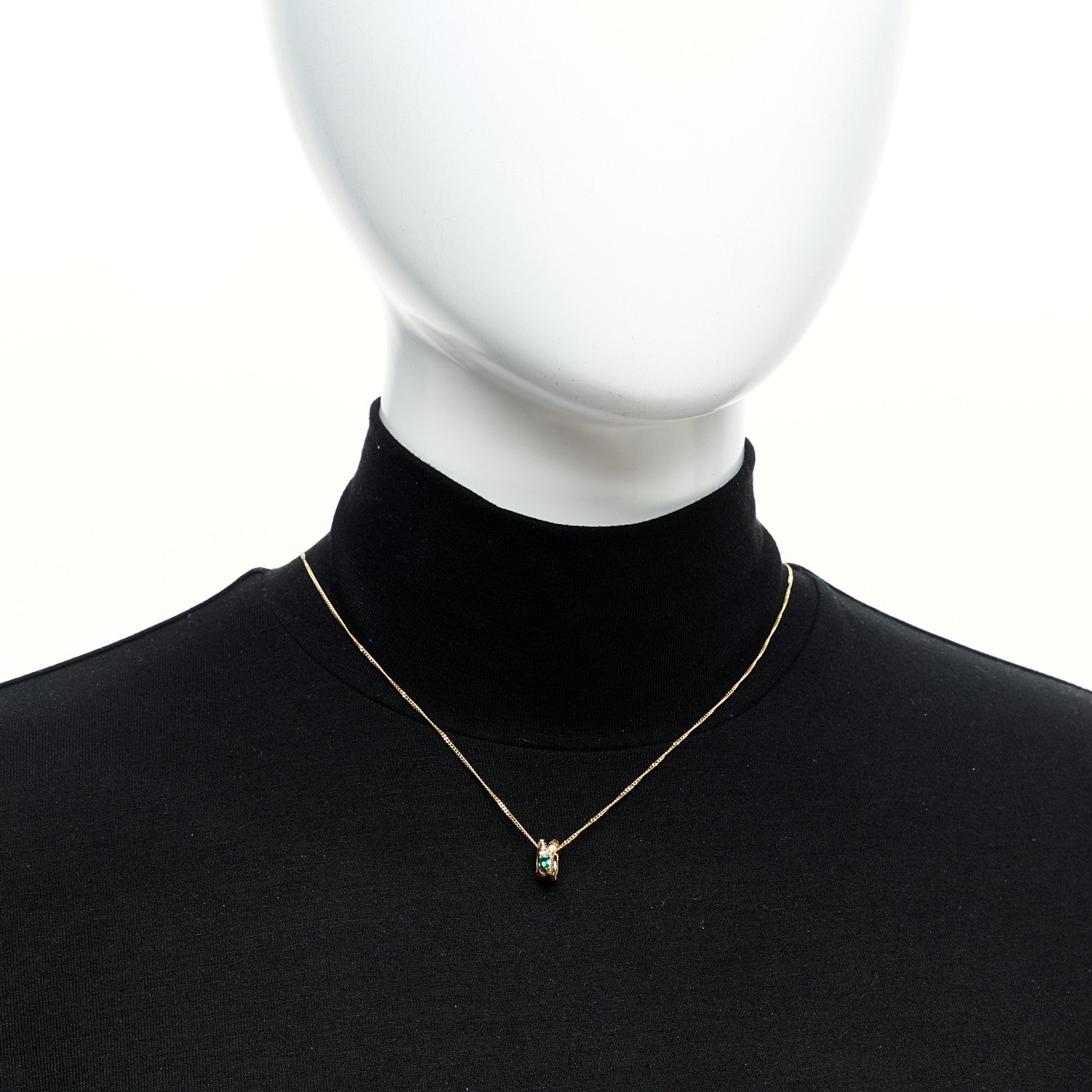 Gucci 18K Yellow Gold Emerald Ouroboros Snake Necklace 2 of 6