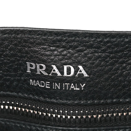 Prada Vitello Daino Soft Shoulder Flap Bag Black 7 of 11
