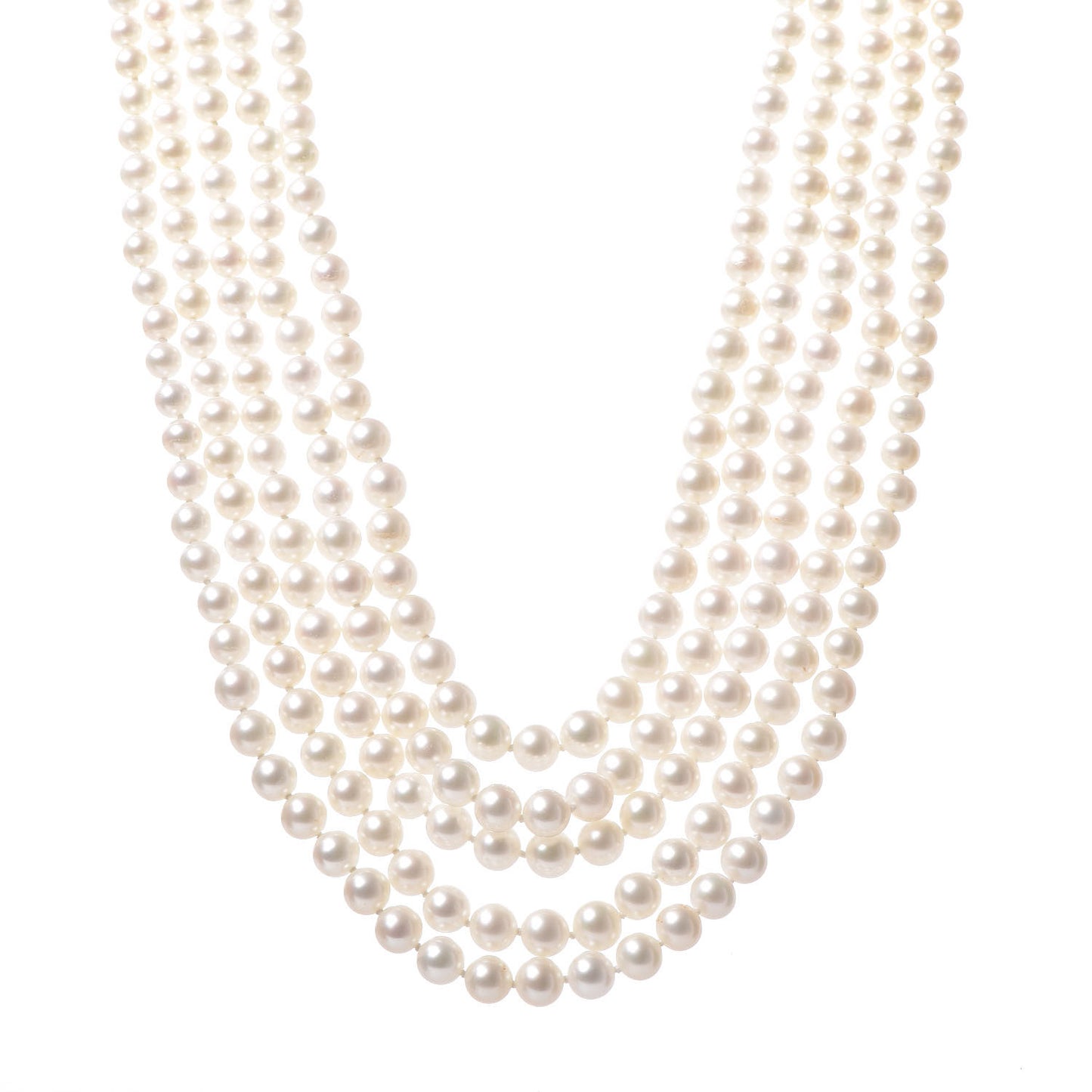 Sterling Silver Freshwater Pearl 4.5-7mm Ziegfeld 5 Strand Graduated Pearl Necklace