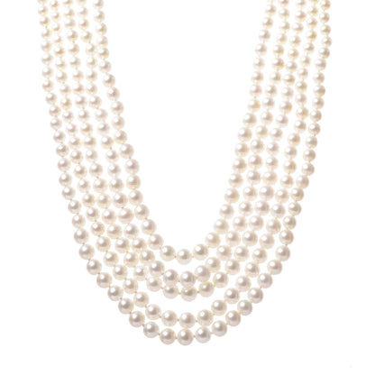 Tiffany Sterling Silver Freshwater Pearl 4.5-7mm Ziegfeld 5 Strand Graduated Pearl Necklace 1 of 7