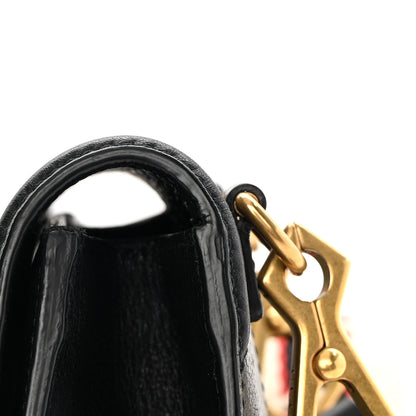Gucci Calfskin Web Crystal Butterfly Stripe Small Totem Shoulder Bag Black 14 of 16