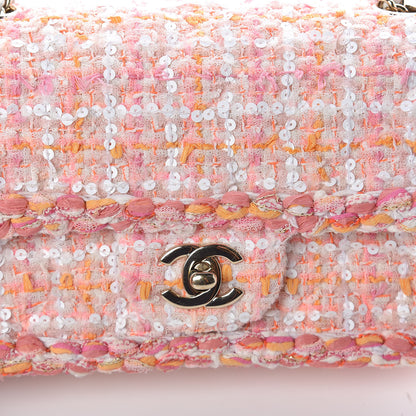Chanel Tweed Braid Sequin Mini Flap White Pink Orange 8 of 11