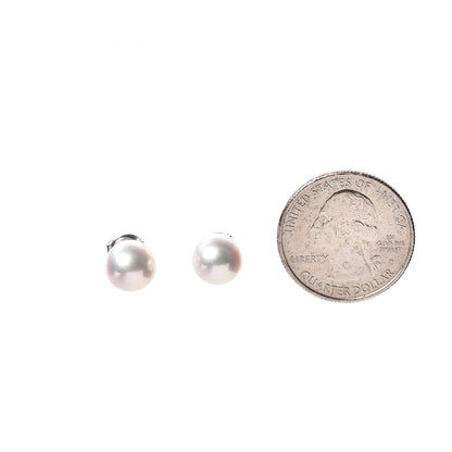 Mikimoto 18K White Gold Akoya Pearl 9mm Stud Earrings 2 of 4
