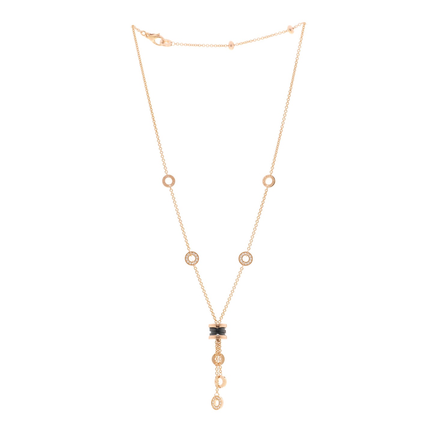 18K Rose Gold Diamond Black Ceramic B.Zero1 Necklace