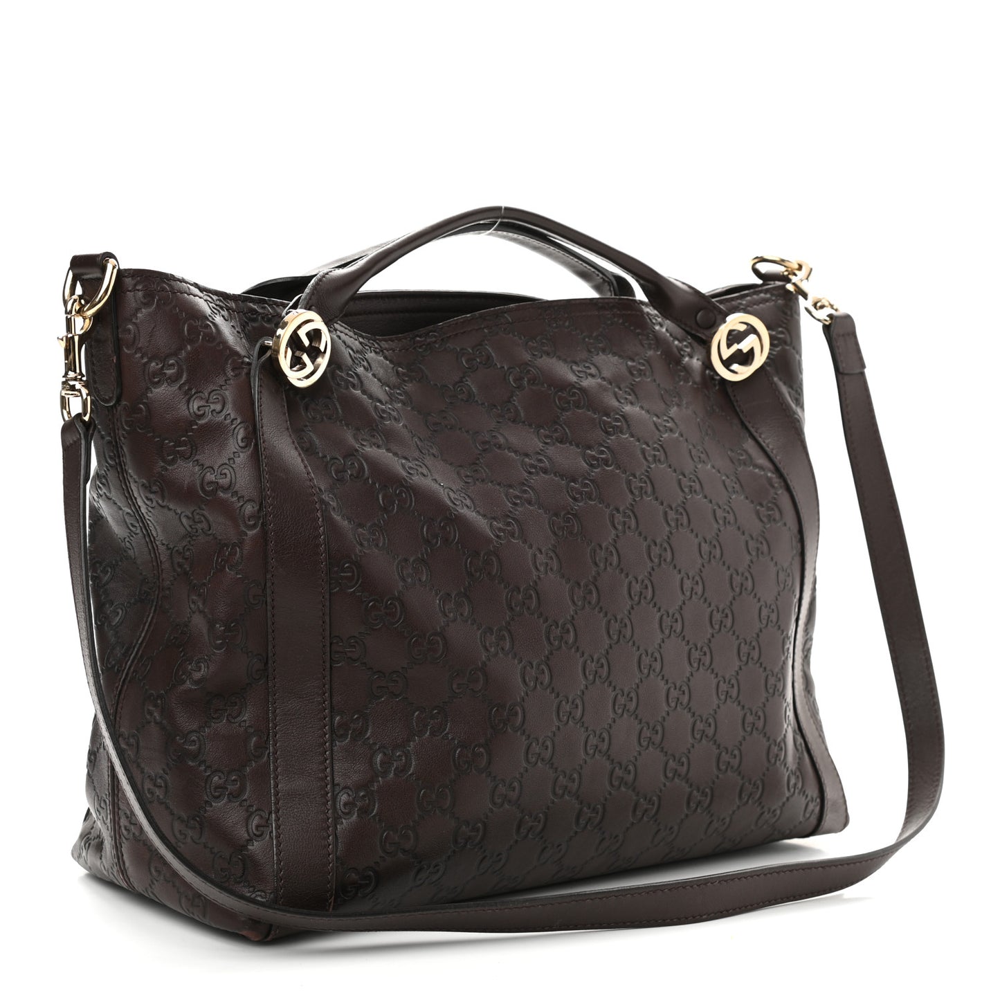 Guccissima Medium Miss GG Top Handle Bag Dark Brown