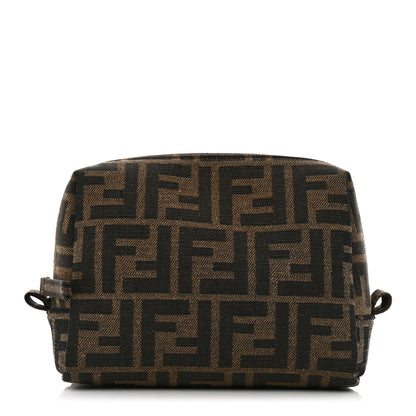 Fendi Fabric Jacquard FF 1974 Small Trapezoid Beauty Pouch Tobacco Moro Black 1 of 8