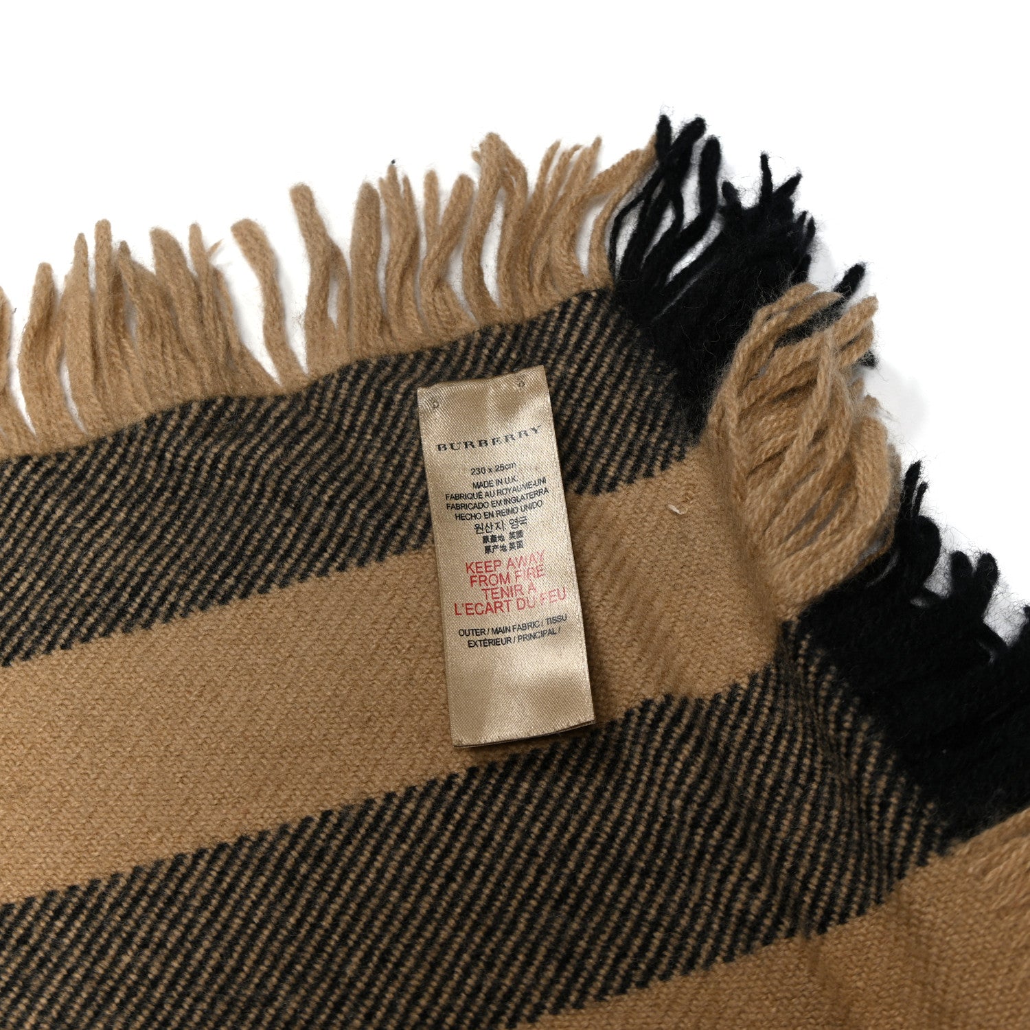 Burberry Wool Check Happy Fringe Scarf Beige 4 of 7