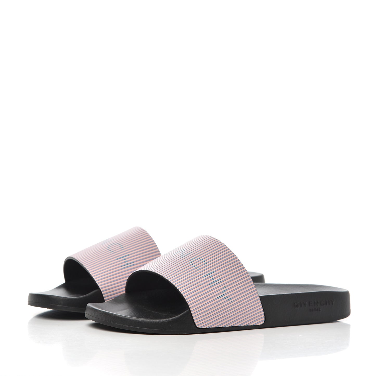 Metallic Calfskin Logo Womens Pool Slide Sandals 37 Light Pink