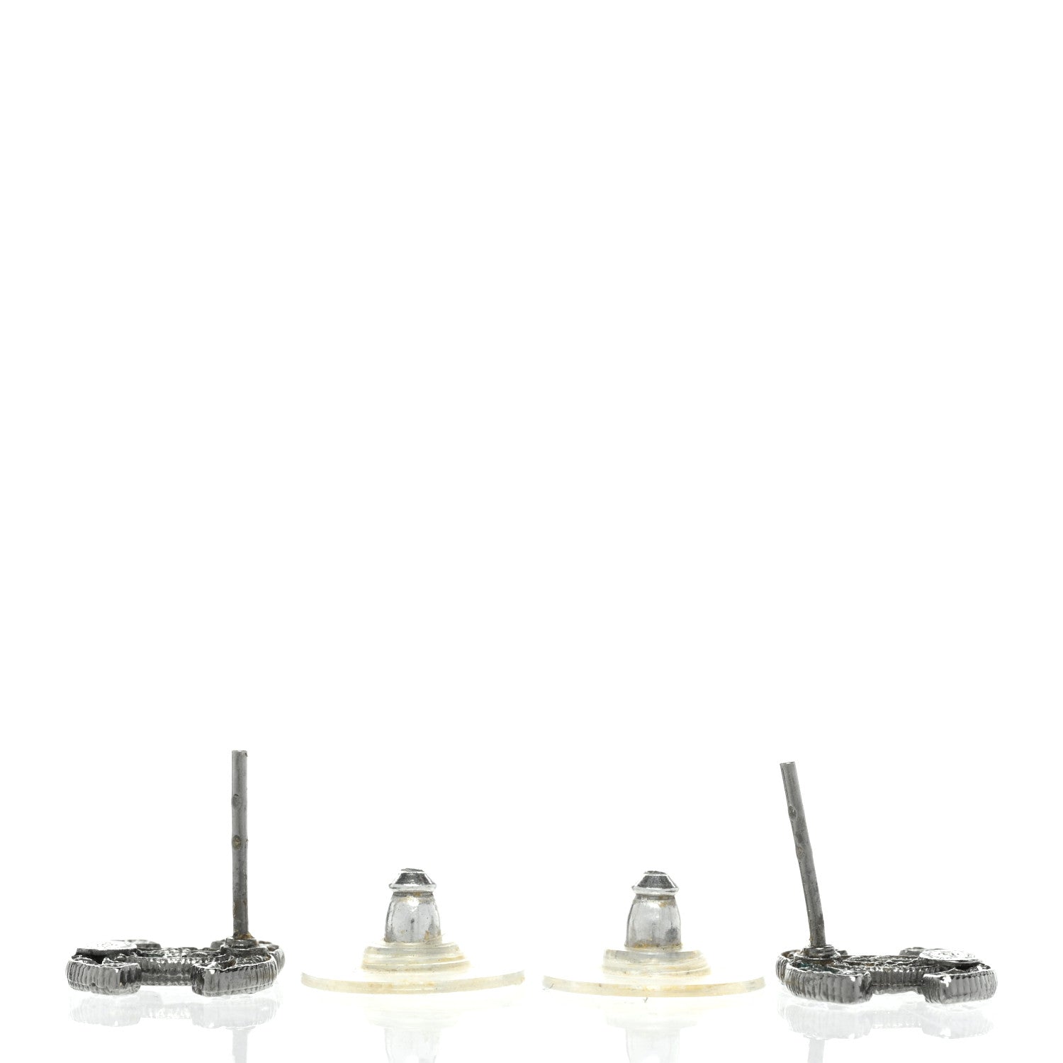Chanel Tweed Effect CC Earrings Silver 4 of 5