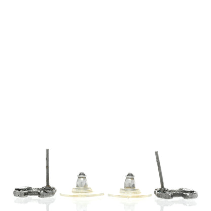 Chanel Tweed Effect CC Earrings Silver 4 of 5