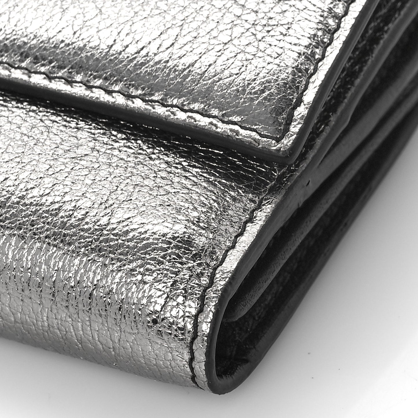 Metallic Calfskin Skull Continental Wallet Gunmetal