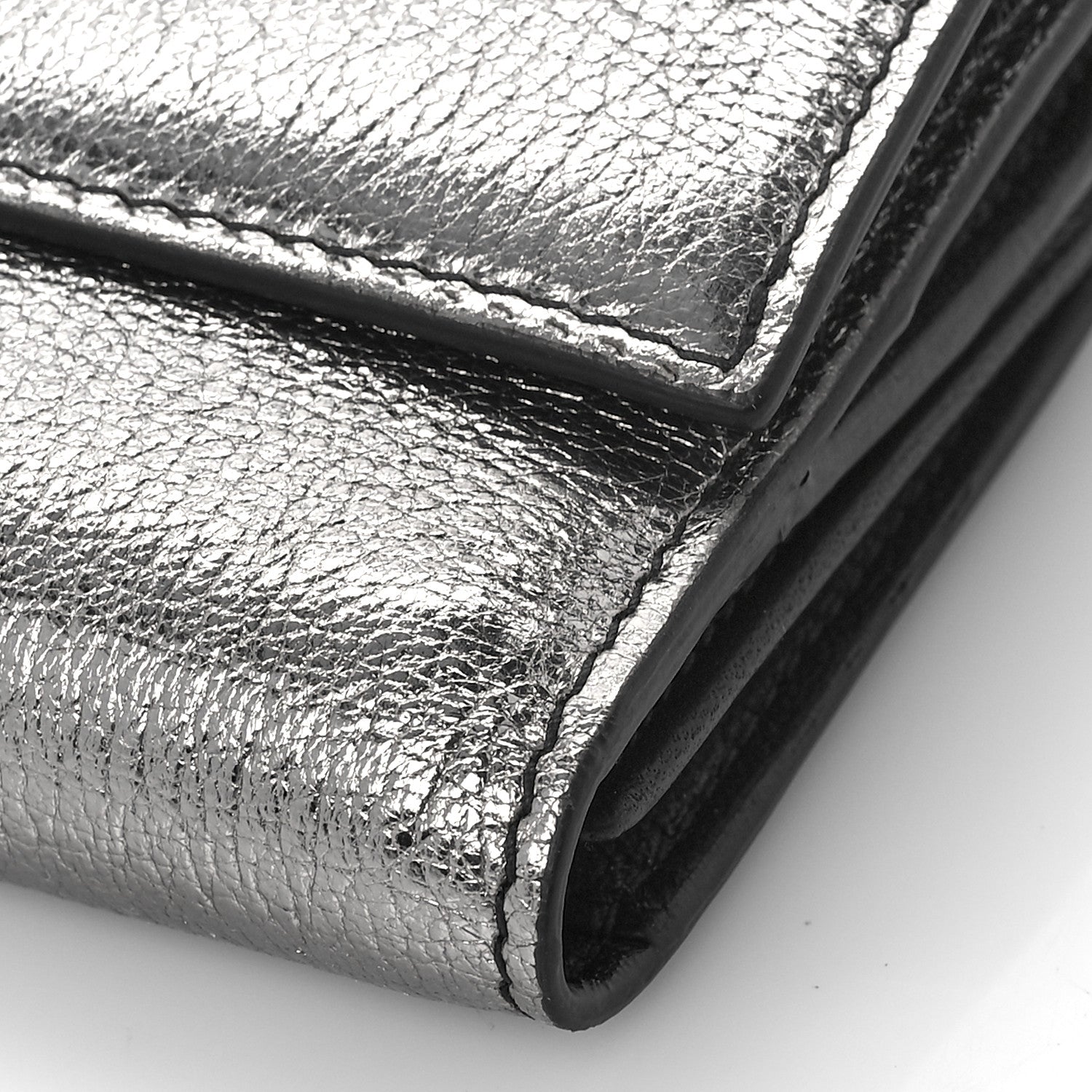 Alexander McQueen Metallic Calfskin Skull Continental Wallet Gunmetal 9 of 10