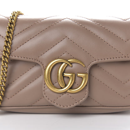 Gucci Calfskin Matelasse Super Mini GG Marmont Shoulder Bag Porcelain Rose 9 of 10