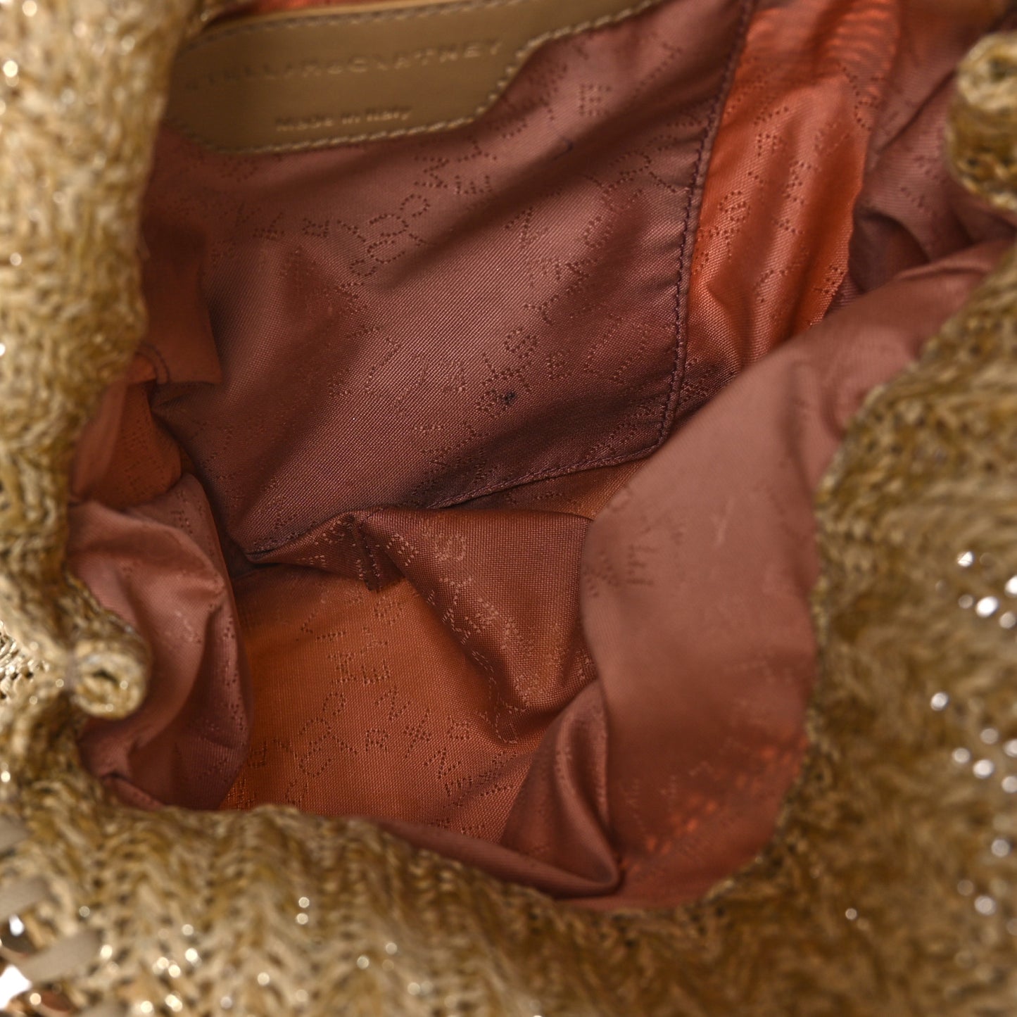 Metallic Raffia Mini Falabella Tote Gold