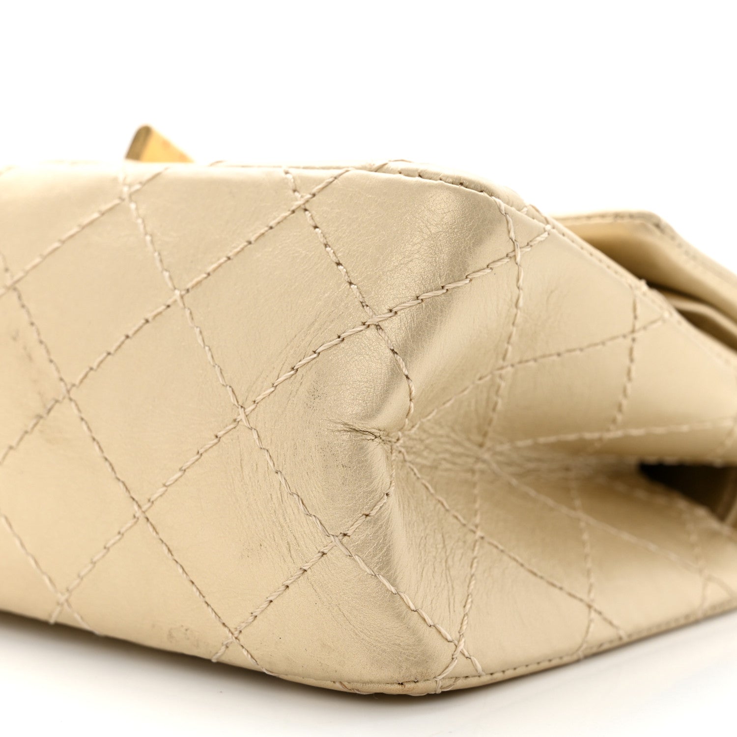 Chanel Metallic Aged Calfskin Quilted 2.55 Reissue Mini Flap Light Gold 10 of 12