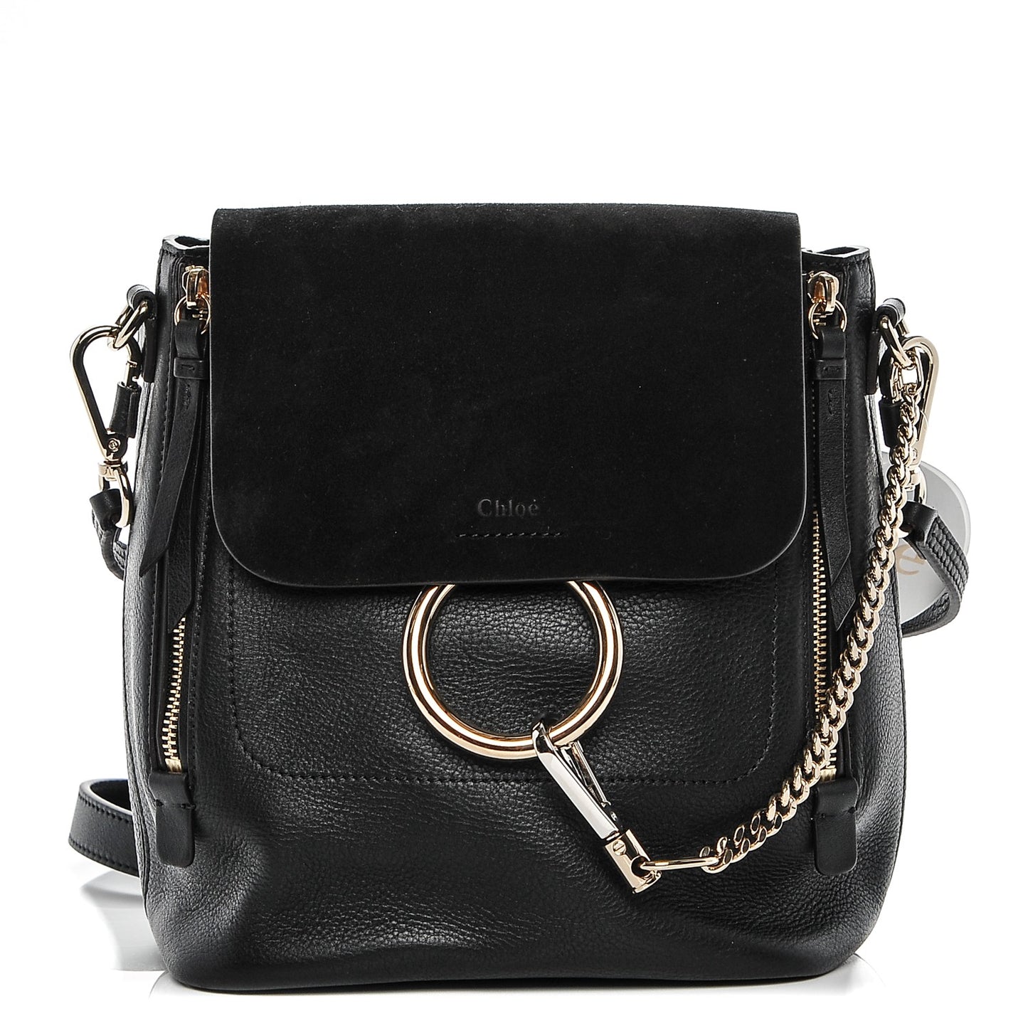 Suede Calfskin Small Faye Backpack Black