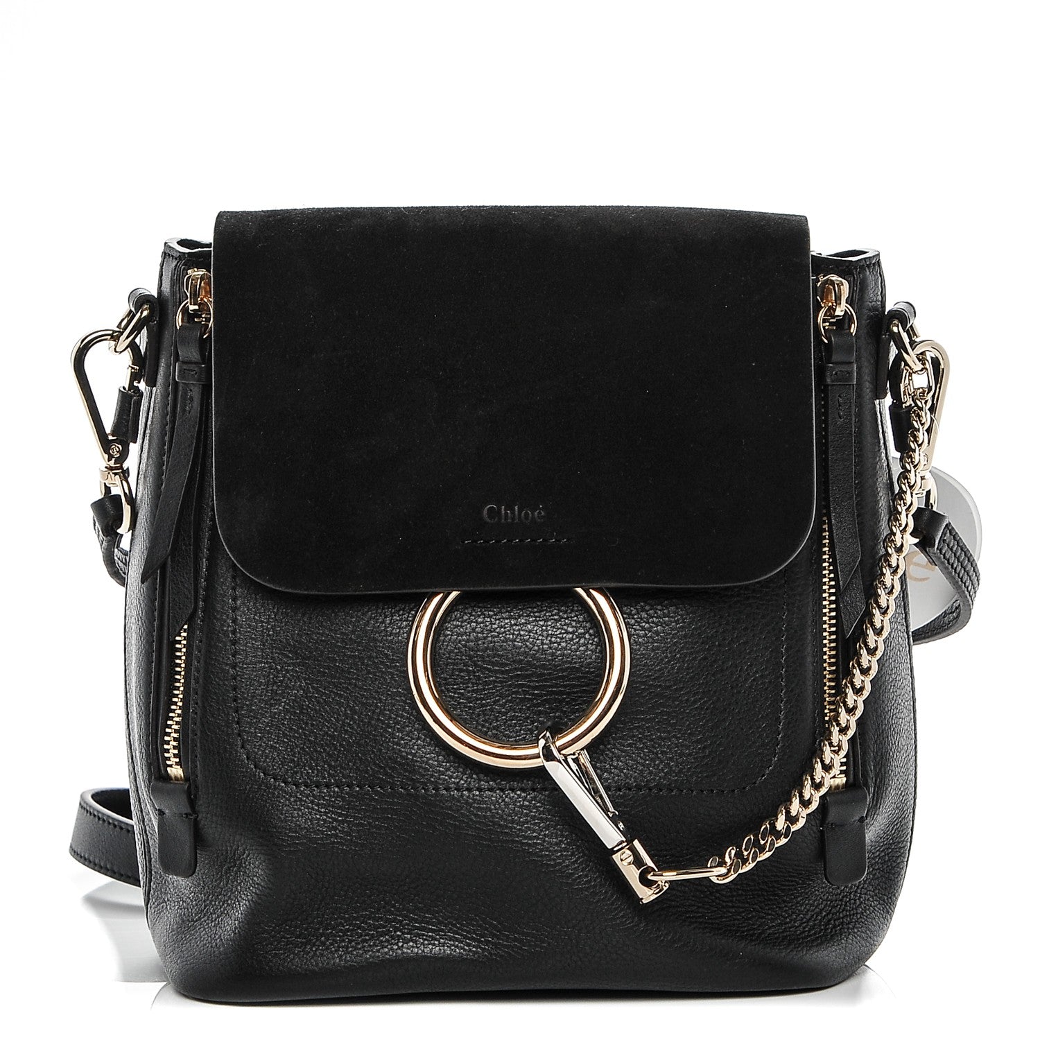 Chloe Suede Calfskin Small Faye Backpack Black 1 of 6