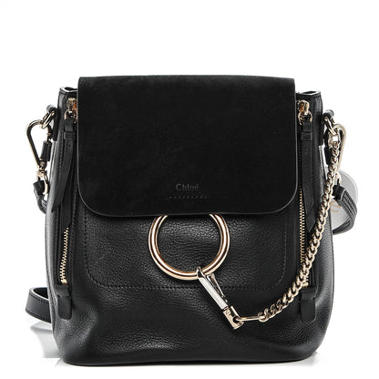 Chloe Suede Calfskin Small Faye Backpack Black 1 of 6