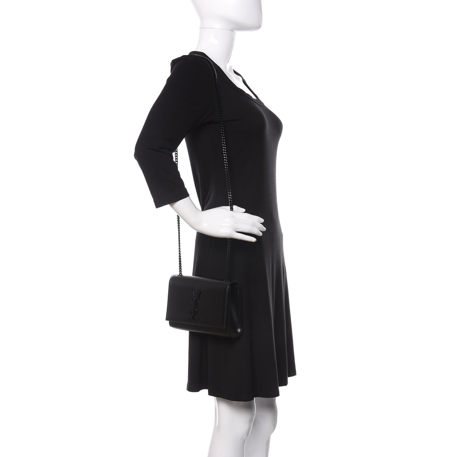 Saint Laurent Grain De Poudre Small Monogram Kate Satchel Black 2 of 9