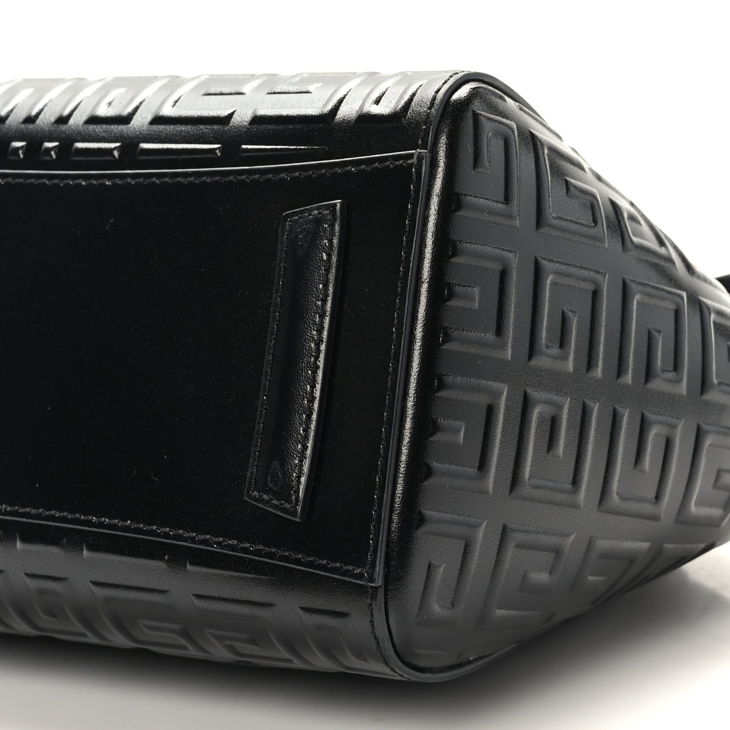 Calfskin Logo Embossed Mini Lock Antigona Shoulder Bag Black