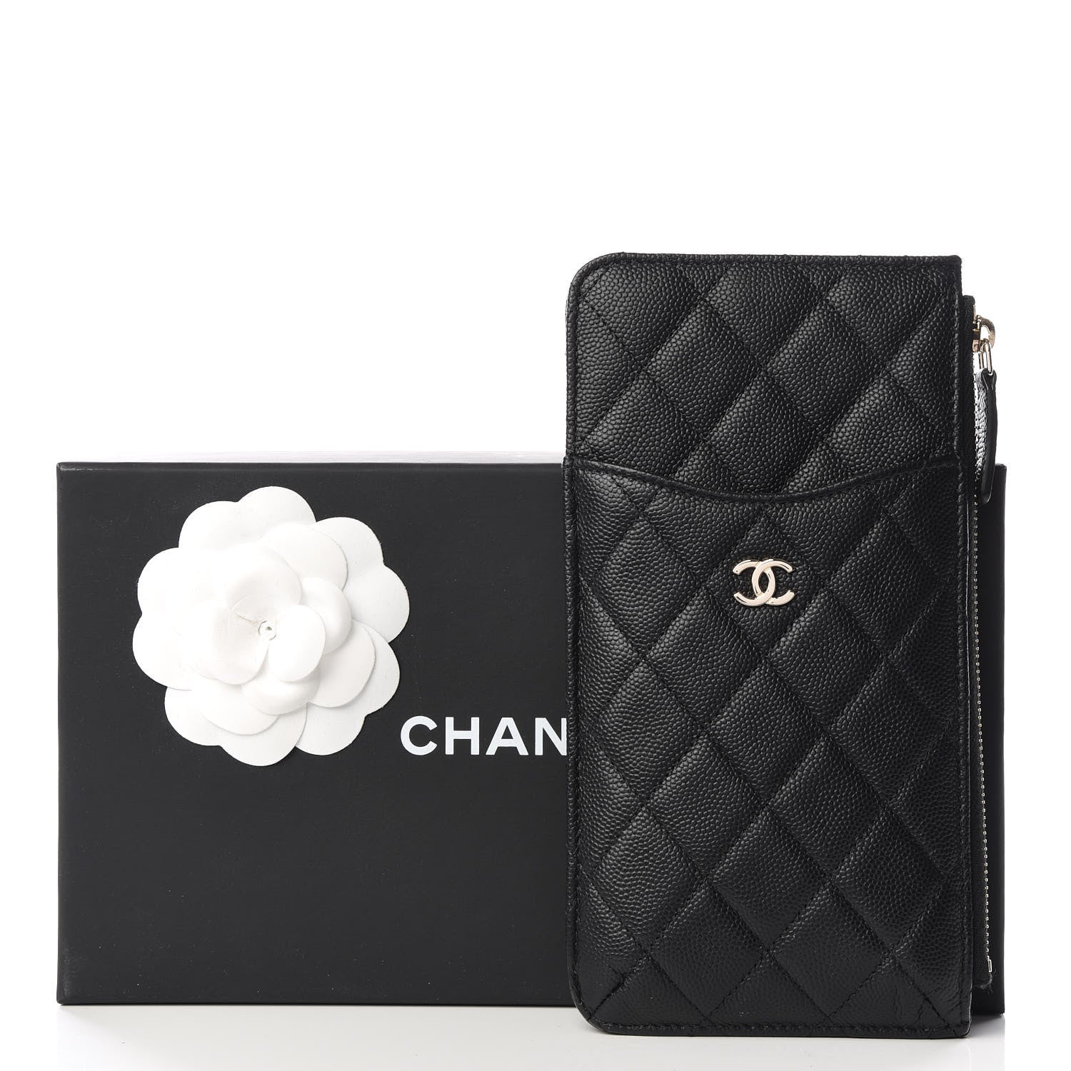 Chanel Caviar Quilted Classic Flat Wallet Pouch Black 10 of 10