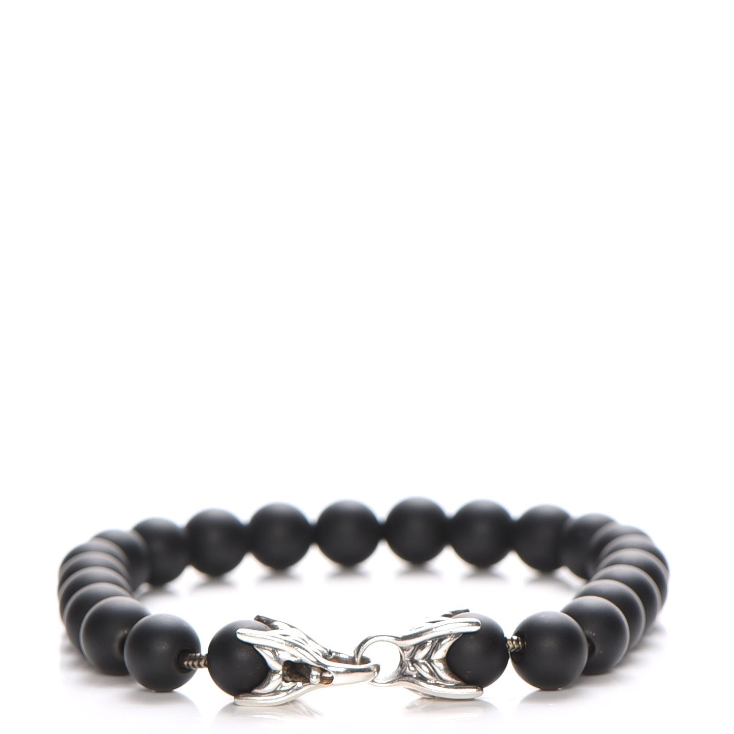 Sterling Silver Black Onyx 8mm Spiritual Beads Bracelet