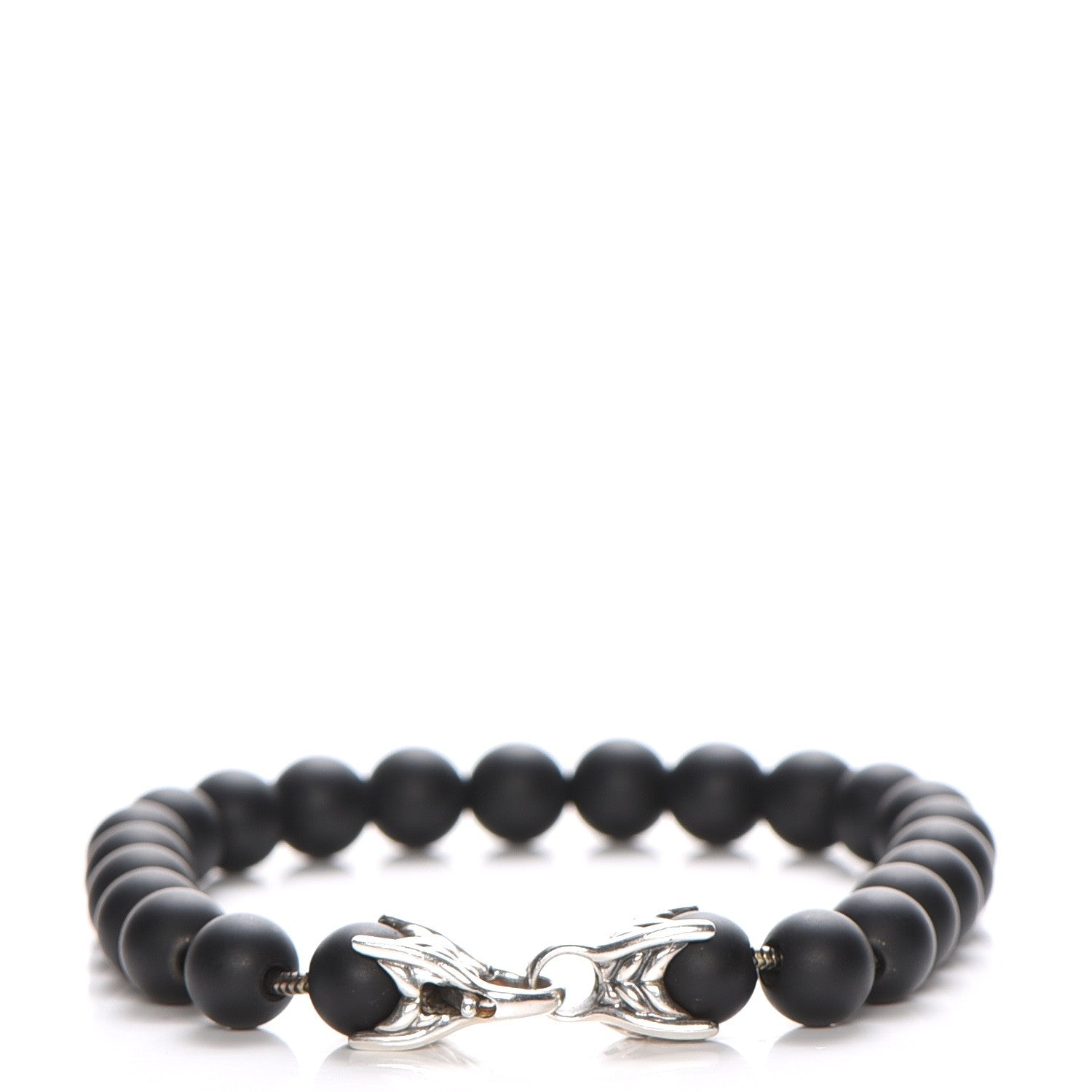 David Yurman Sterling Silver Black Onyx 8mm Spiritual Beads Bracelet 1 of 5