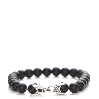 David Yurman Sterling Silver Black Onyx 8mm Spiritual Beads Bracelet 1 of 5