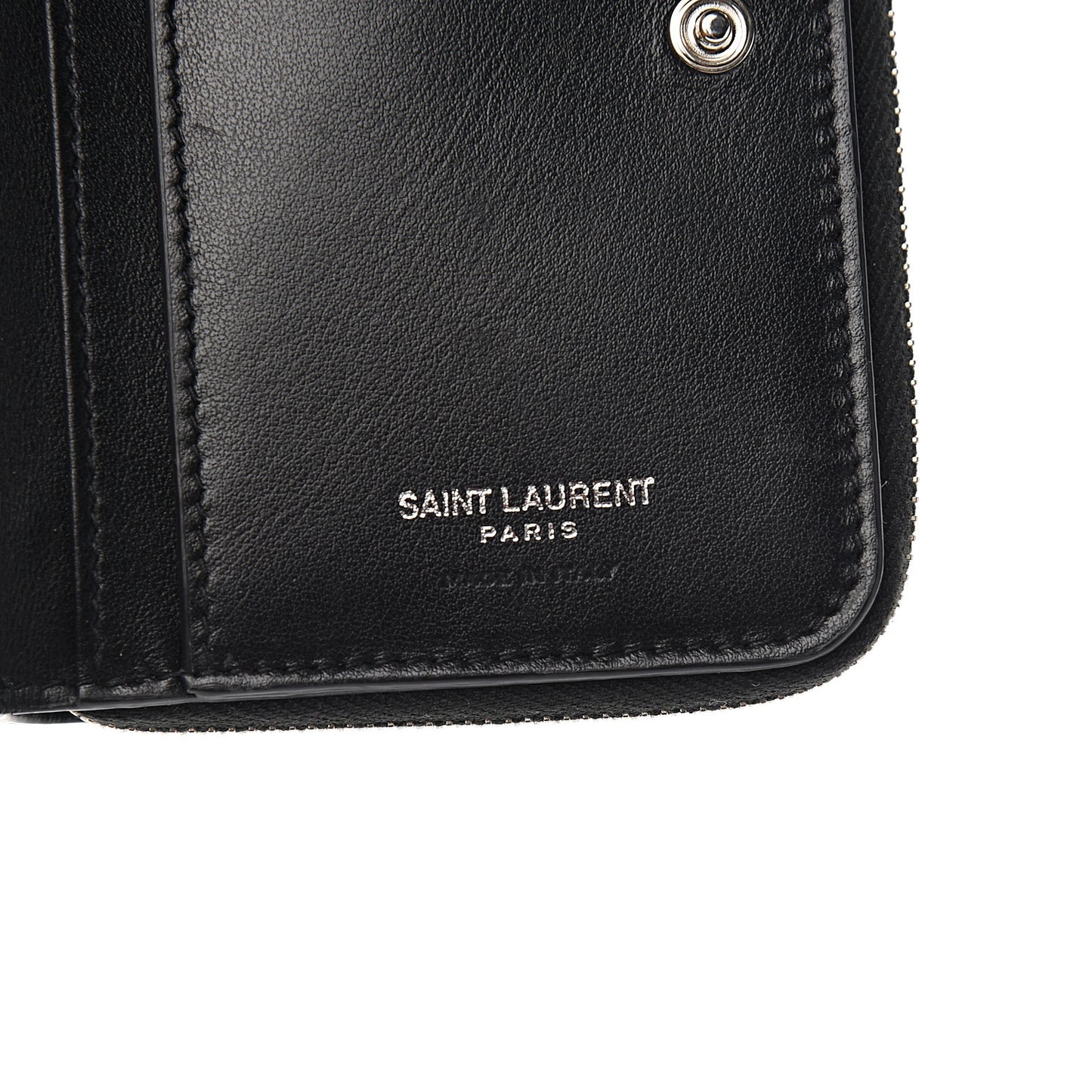 Calfskin Love Patchwork Compact Zip Around Wallet Black