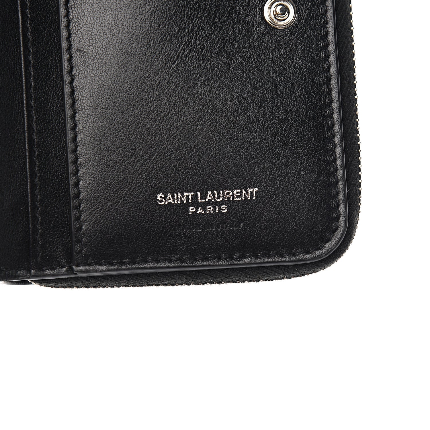 Saint Laurent Calfskin Love Patchwork Compact Zip Around Wallet Black 5 of 8