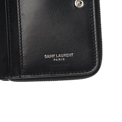 Saint Laurent Calfskin Love Patchwork Compact Zip Around Wallet Black 5 of 8