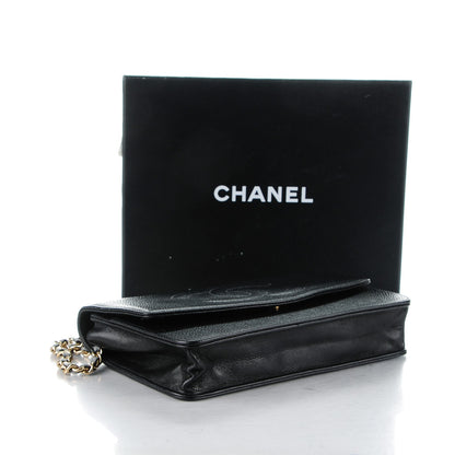 Chanel Caviar Timeless CC Wallet On Chain WOC Black 5 of 10