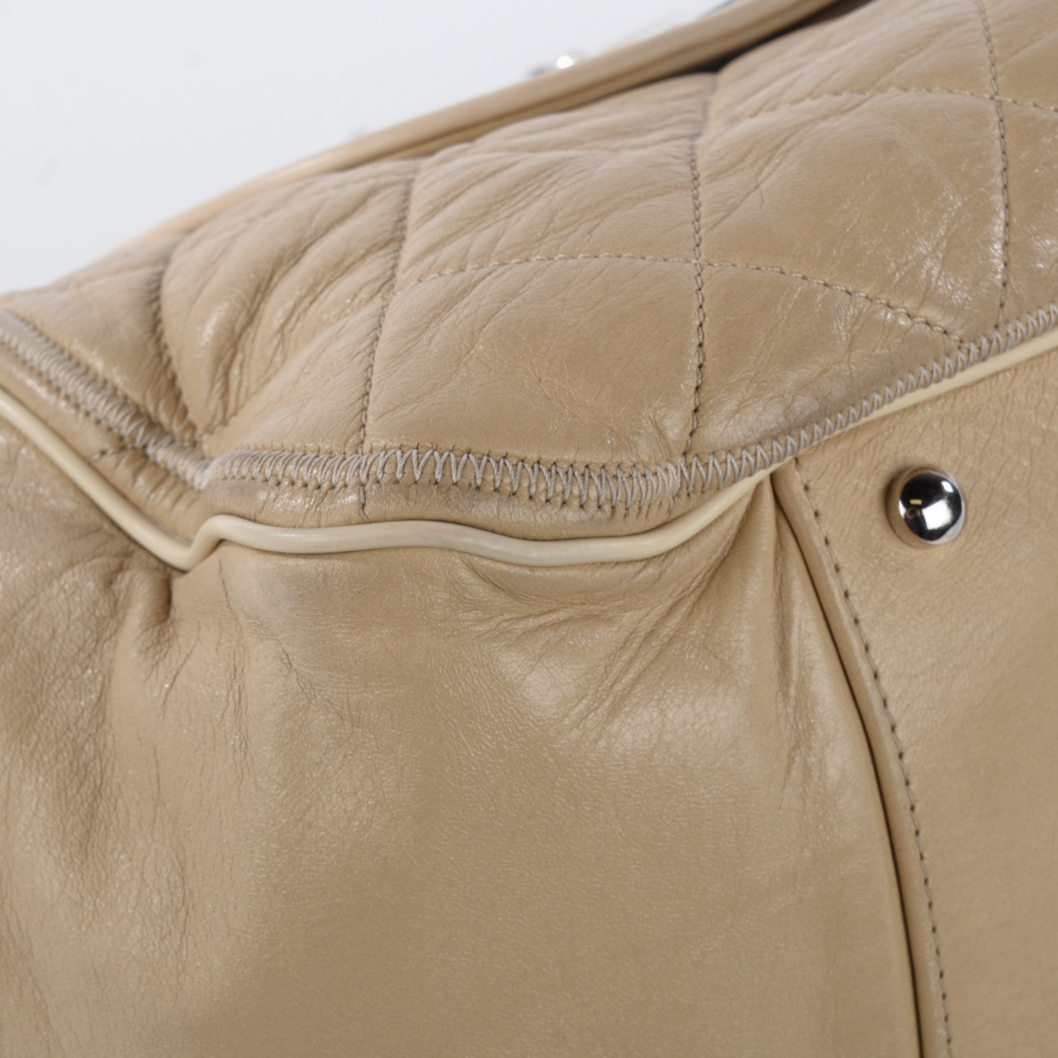 Chanel Lambskin Large East West Accordion Flap Beige 8 of 10