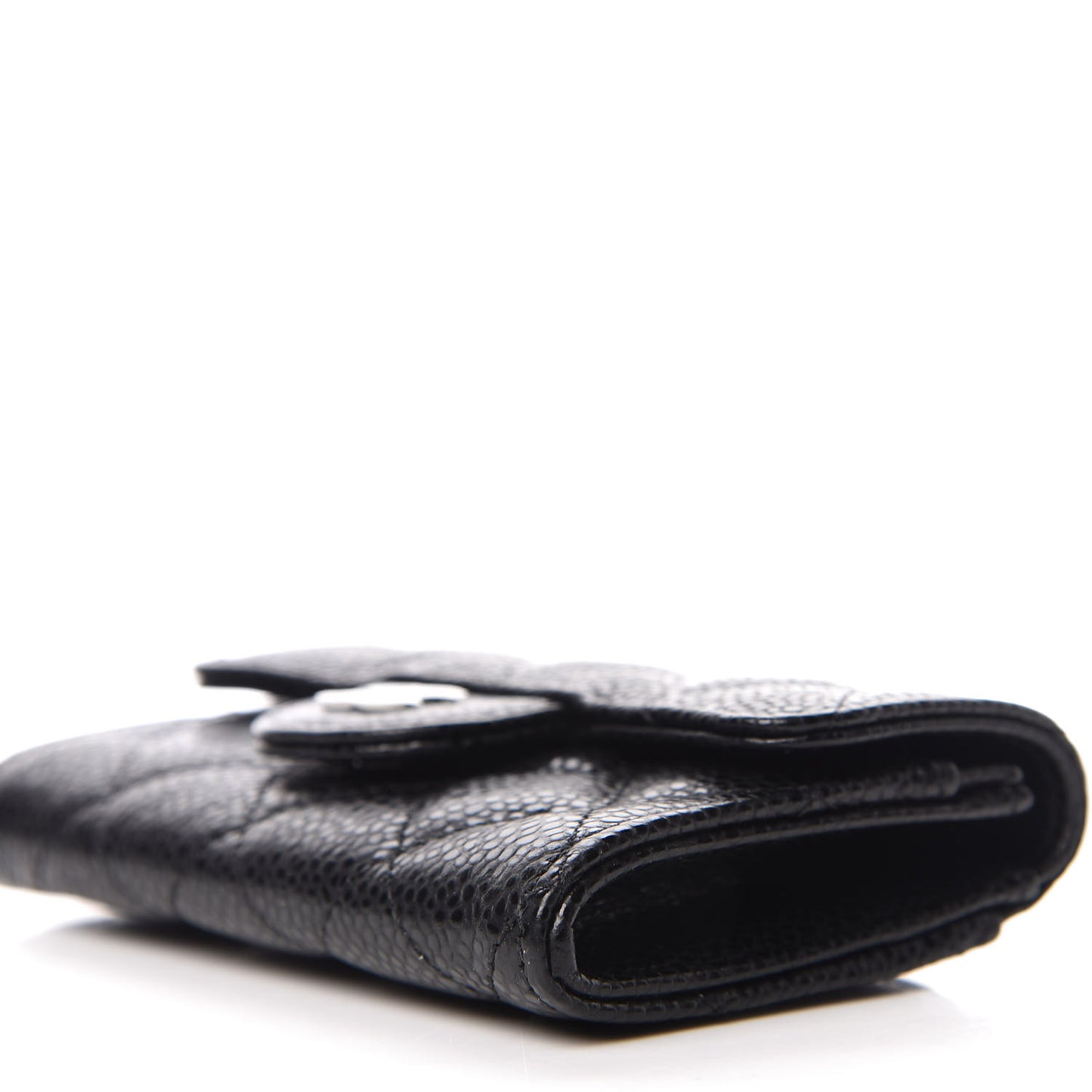 Caviar Quilted Flap Card Holder Black