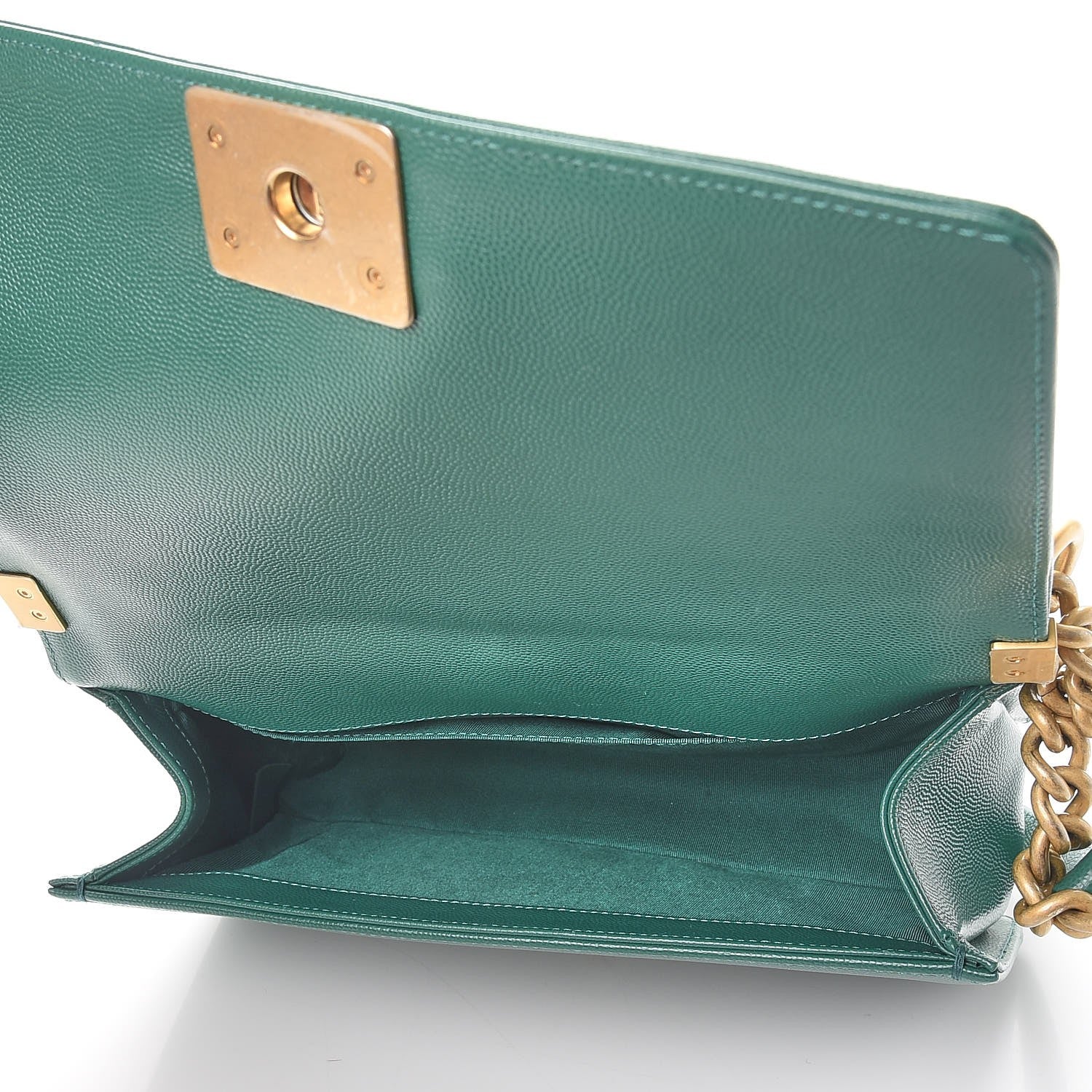 Chanel Caviar Quilted Medium Boy Flap Green 5 of 9