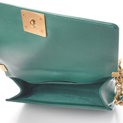 Chanel Caviar Quilted Medium Boy Flap Green 5 of 9