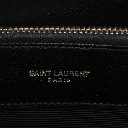 Saint Laurent Grain de Poudre Matelasse Chevron Monogram Shopping Bag Black 7 of 8