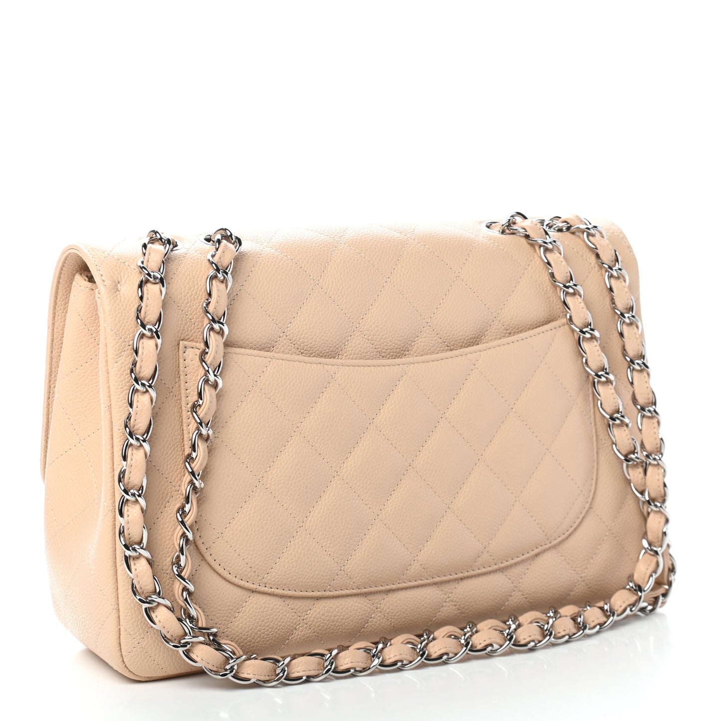 Caviar Quilted Jumbo Single Flap Beige Clair