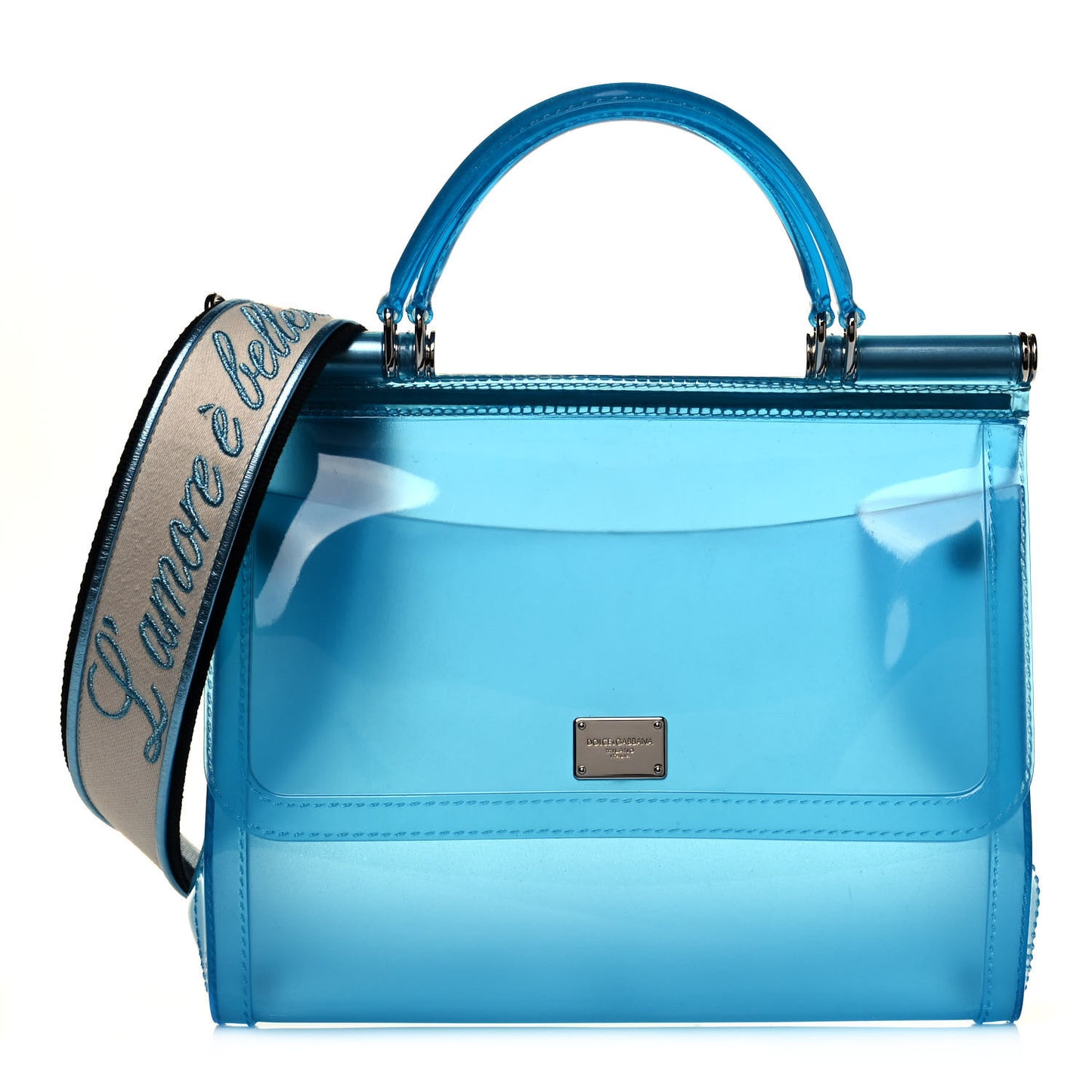 Rubber Semi Transparent Miss Sicily Satchel Blue