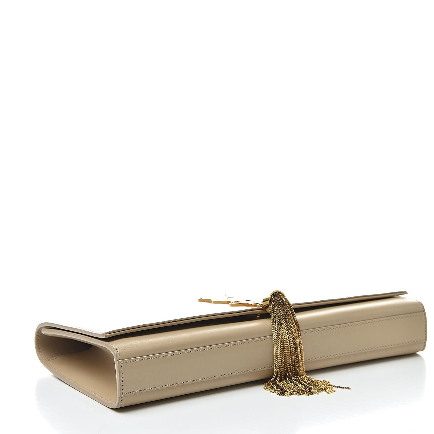 Calfskin Classic Monogram Tassel Clutch Nude Powder