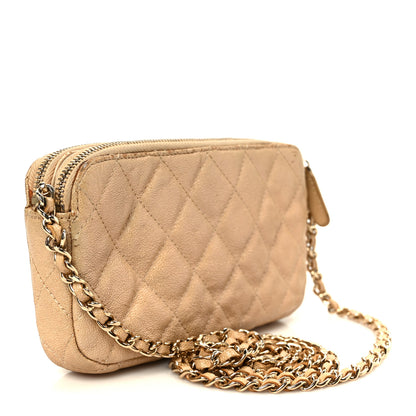 Chanel Metallic Caviar Quilted Small Clutch With Chain Gold 3 of 13