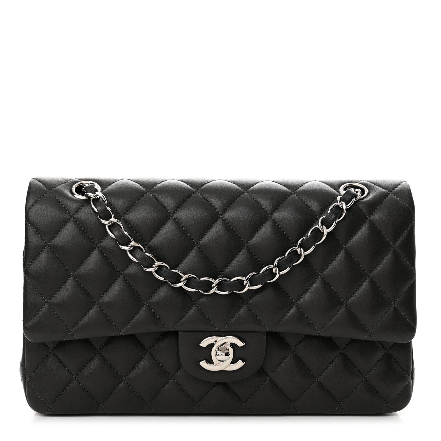 Chanel Lambskin Quilted Medium Double Flap Dark Grey 1 of 11