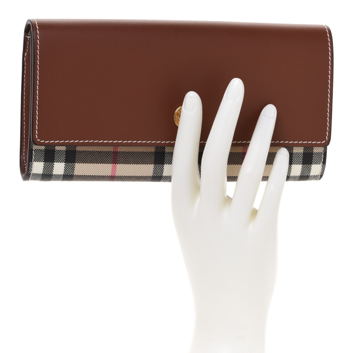 Burberry Vintage Check Grain Calfskin Halton Wallet Tan 2 of 9