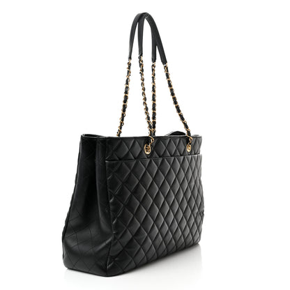 Chanel Calfskin Quilted Large Classic Shopping Tote Black 3 of 13