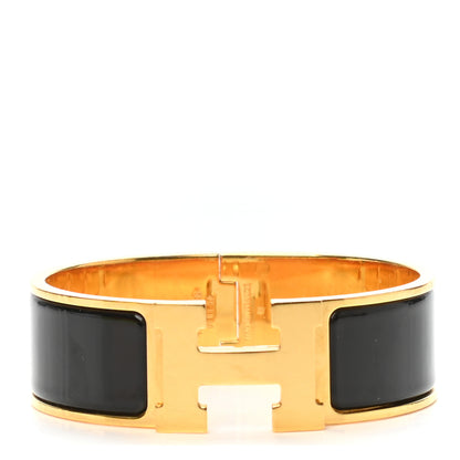 Hermes Enamel Wide Clic Clac H Bracelet GM Black 1 of 6