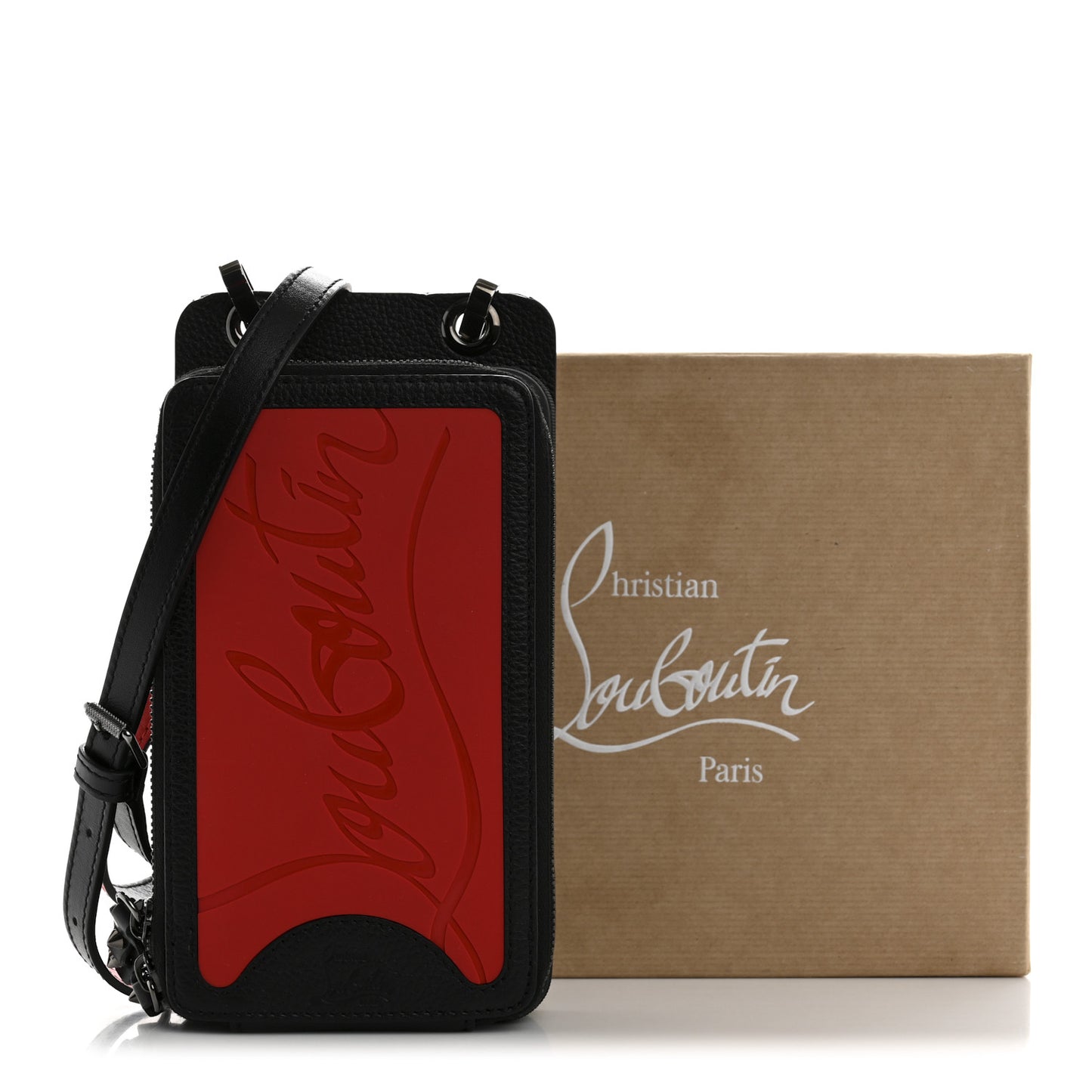Calfskin Gomme Loubilab Phone Shoulder Bag Loubi Black
