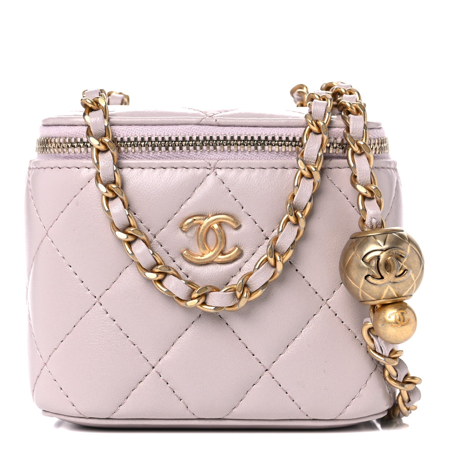 Chanel Lambskin Quilted Pearl Crush Mini Vanity Case With Chain Light Purple 1 of 10